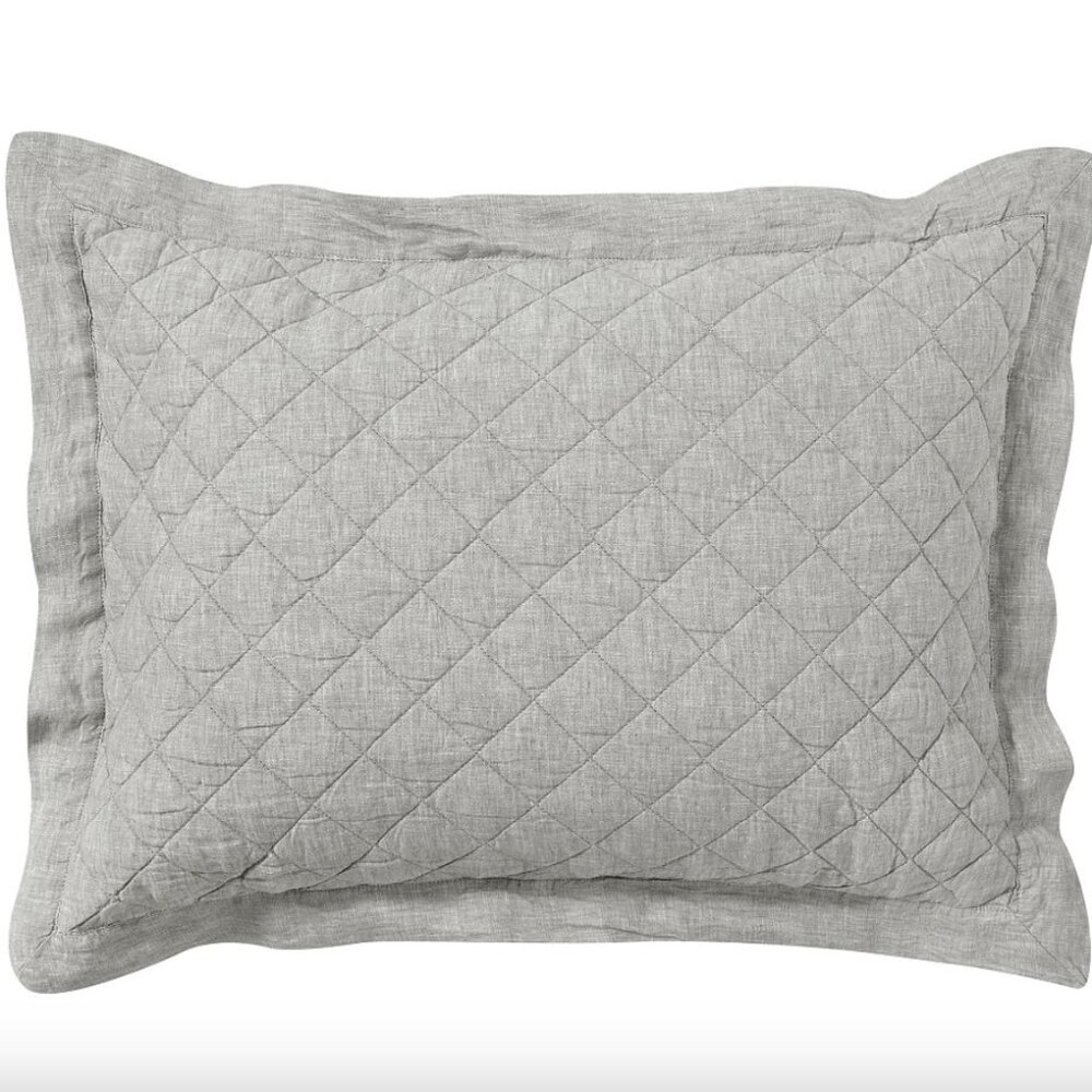 Potterybarn Linen Diamond Quilted Standard Sham Pair